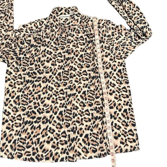 Vintage 80s Alfred Dunner Leopard Print Silky Long sleeve Shirt Blouse Size 16 - Picture 10 of 12